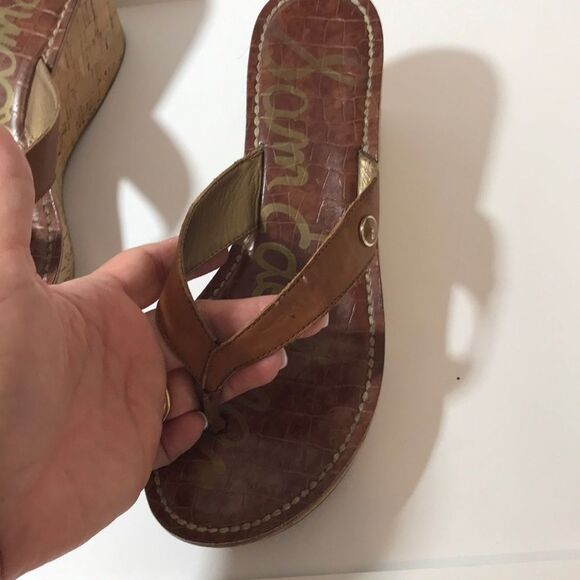 Euc Sam Edelman Wedge Sandals Leather Size 7M - Picture 2 of 6